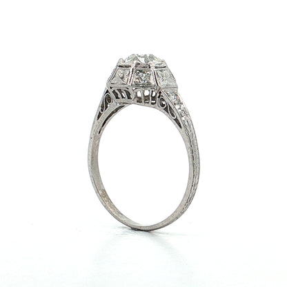 .75 Antique Deco Euro Diamond Engagement Ring 18k