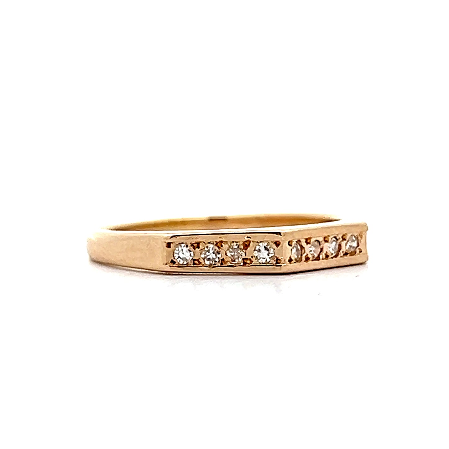 .12 Round Diamond Geometric Wedding Band in 14k