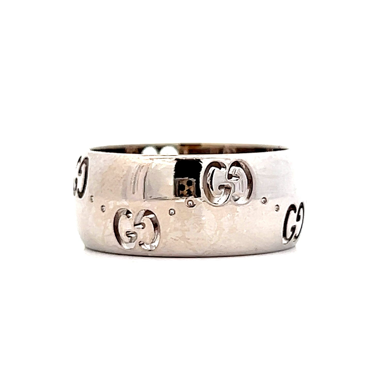 Gucci Icon 8mm Engraved Ring in 18k White Gold