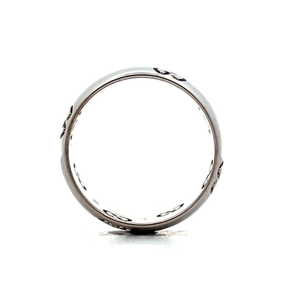 Gucci Icon 8mm Engraved Ring in 18k White Gold