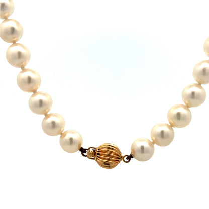 16" Cultured Pearl Necklace in 14k Yellow Gold