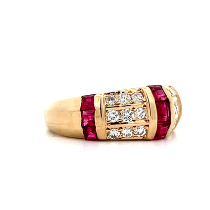 .60 Step Cut Ruby & Diamond Cocktail Ring in 14k
