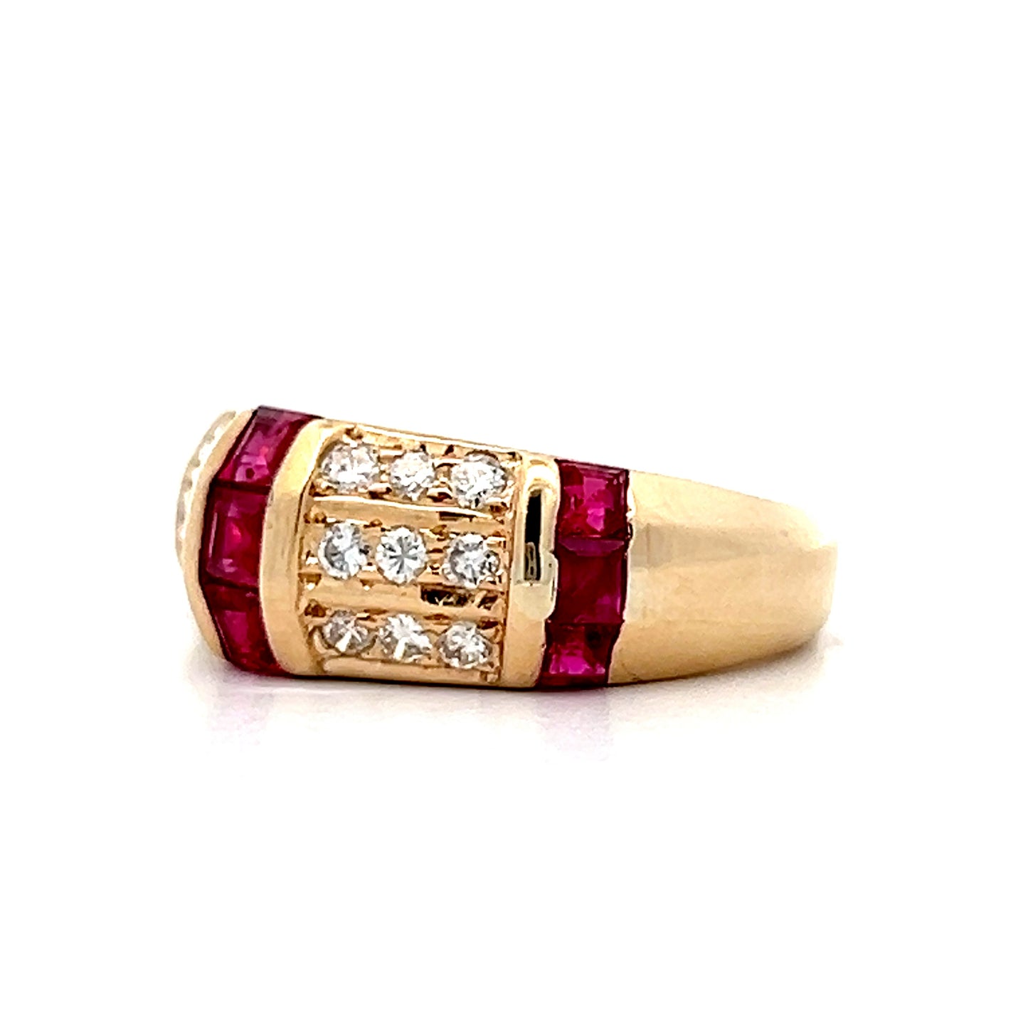 .60 Step Cut Ruby & Diamond Cocktail Ring in 14k