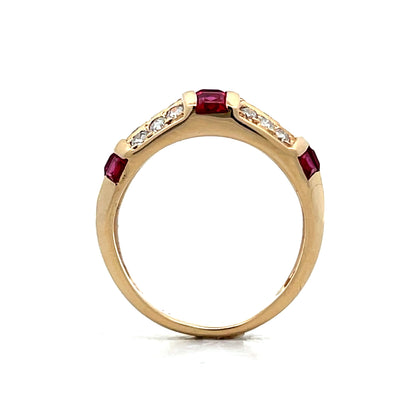 .60 Step Cut Ruby & Diamond Cocktail Ring in 14k
