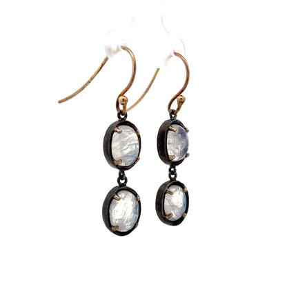 4.88 Cabochon Moonstone Earrings in 14k Yellow Gold