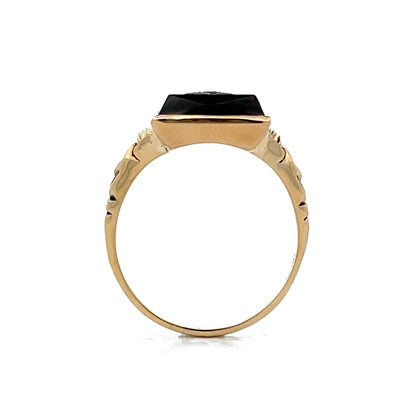 .025 Antique Art Deco Onyx & Diamond Ring in 10k