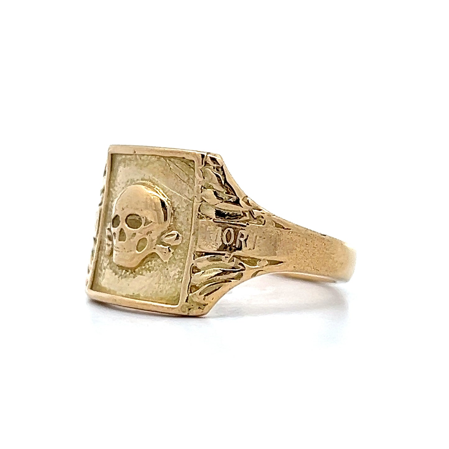 Mens Skull & Crossbones Momento Mori Ring in 18k