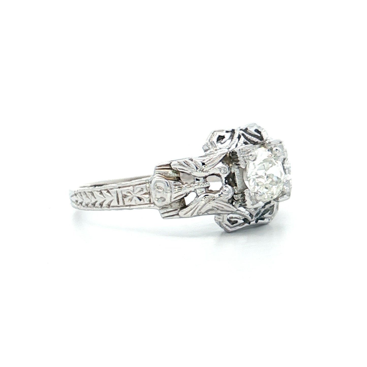 .35 Antique Solitaire Diamond Engagement Ring 18k