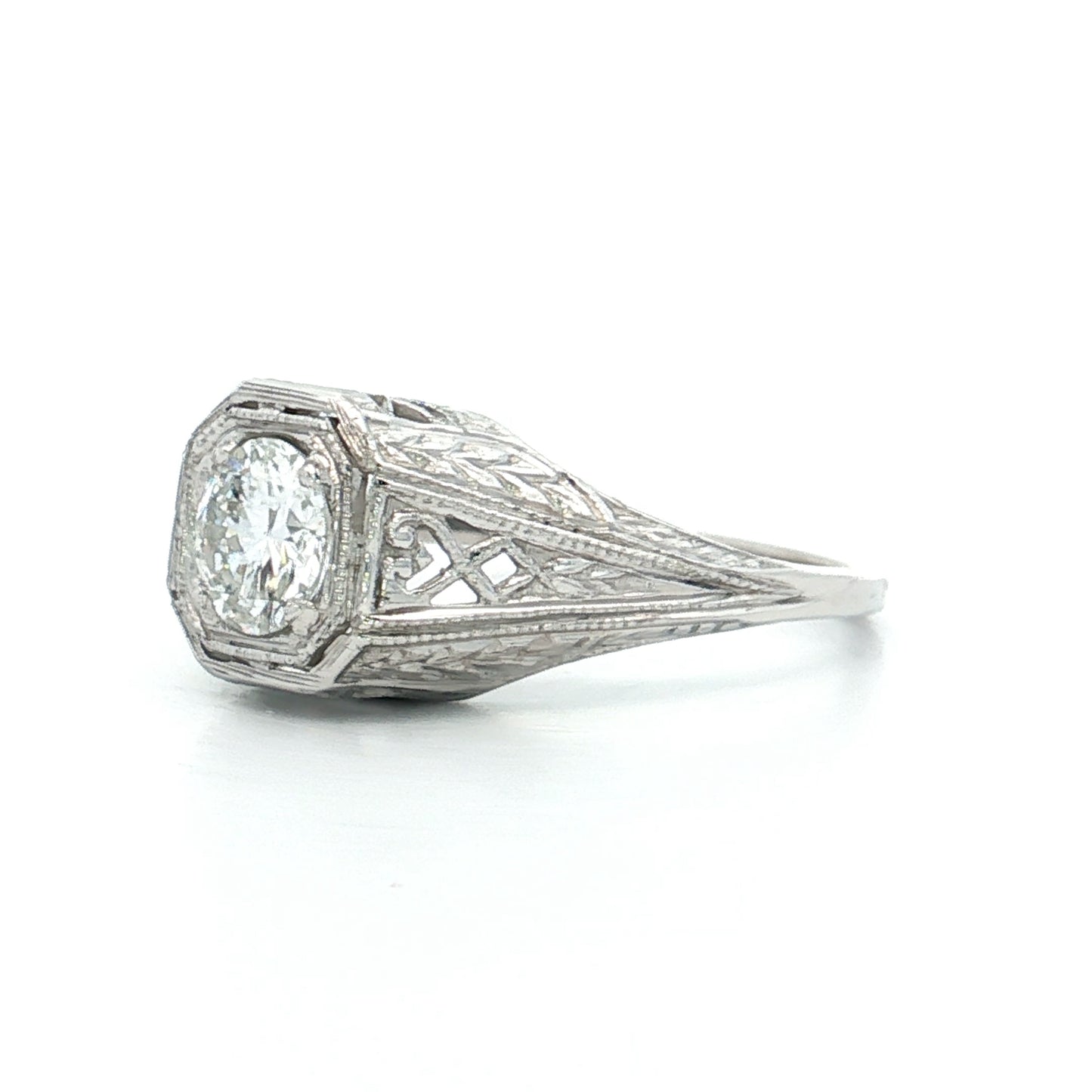 .65 Antique 1920s Diamond Engagement Ring 18k