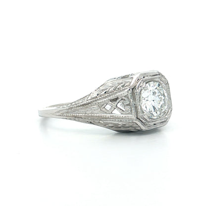 .65 Antique 1920s Diamond Engagement Ring 18k
