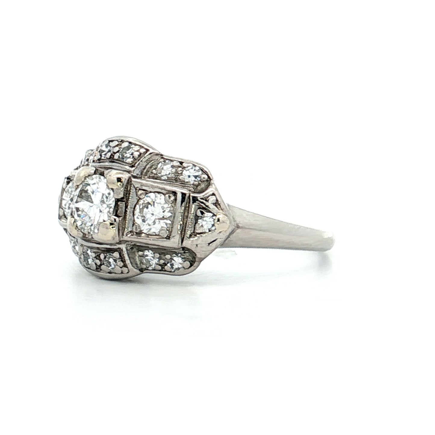 .32 Antique Deco Euro Diamond Engagement Ring Palladium