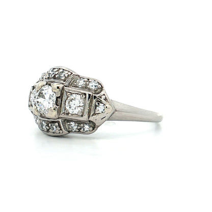 .32 Antique Deco Euro Diamond Engagement Ring Palladium
