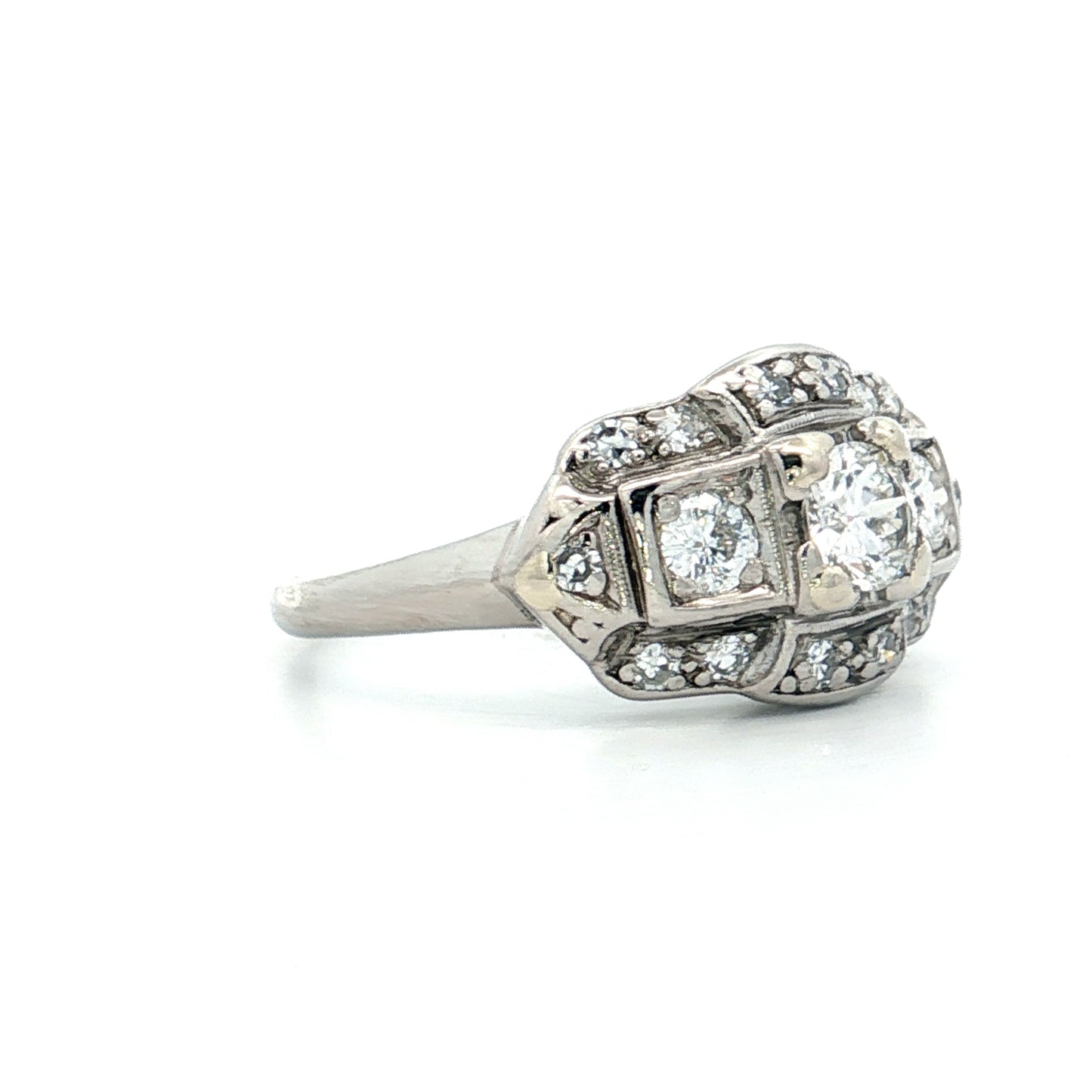 .32 Antique Deco Euro Diamond Engagement Ring Palladium