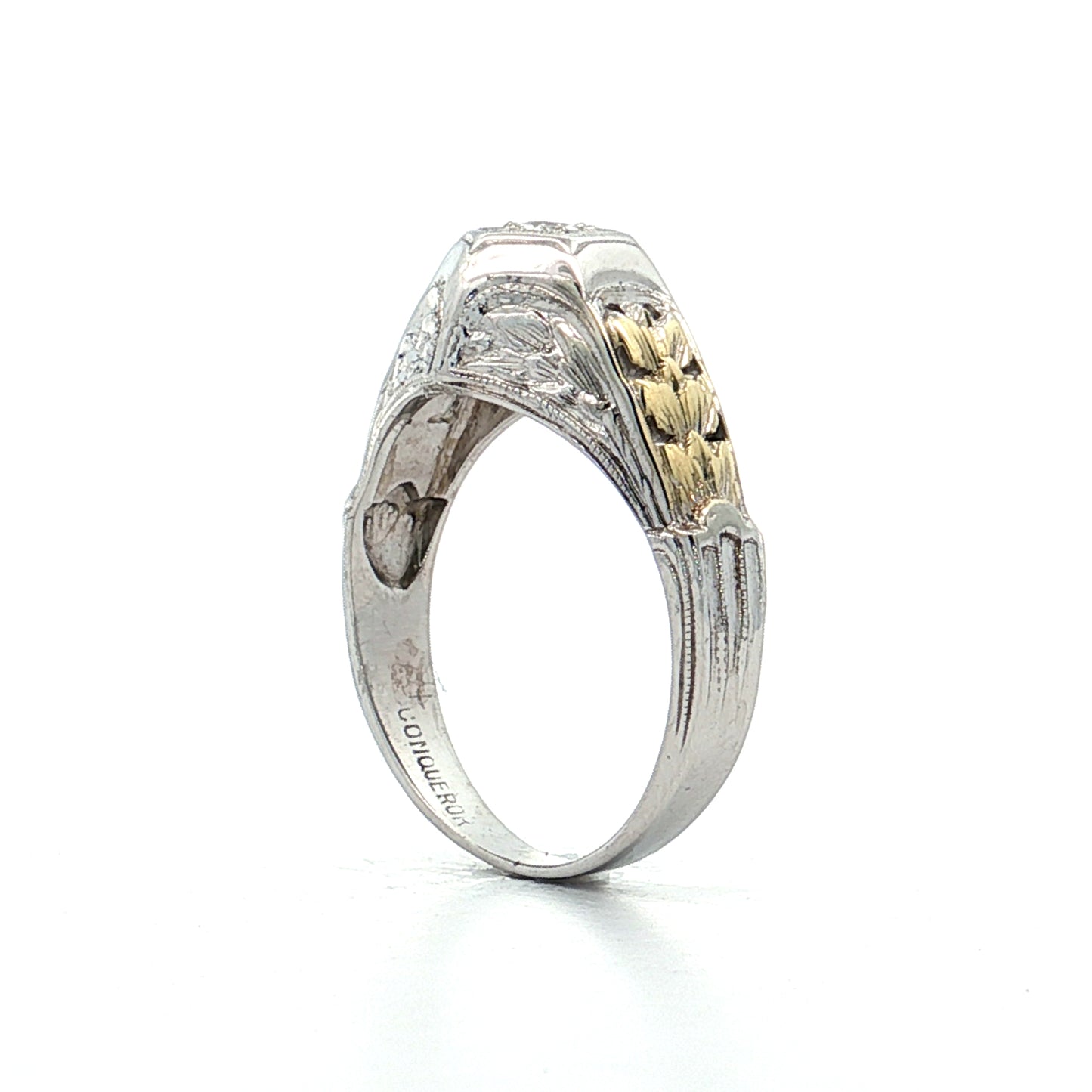 .10 Art Deco Two-Tone Engagement Ring 18k