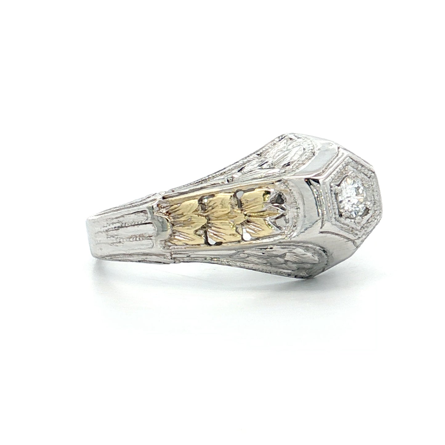 .10 Art Deco Two-Tone Engagement Ring 18k