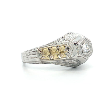 .10 Art Deco Two-Tone Engagement Ring 18k