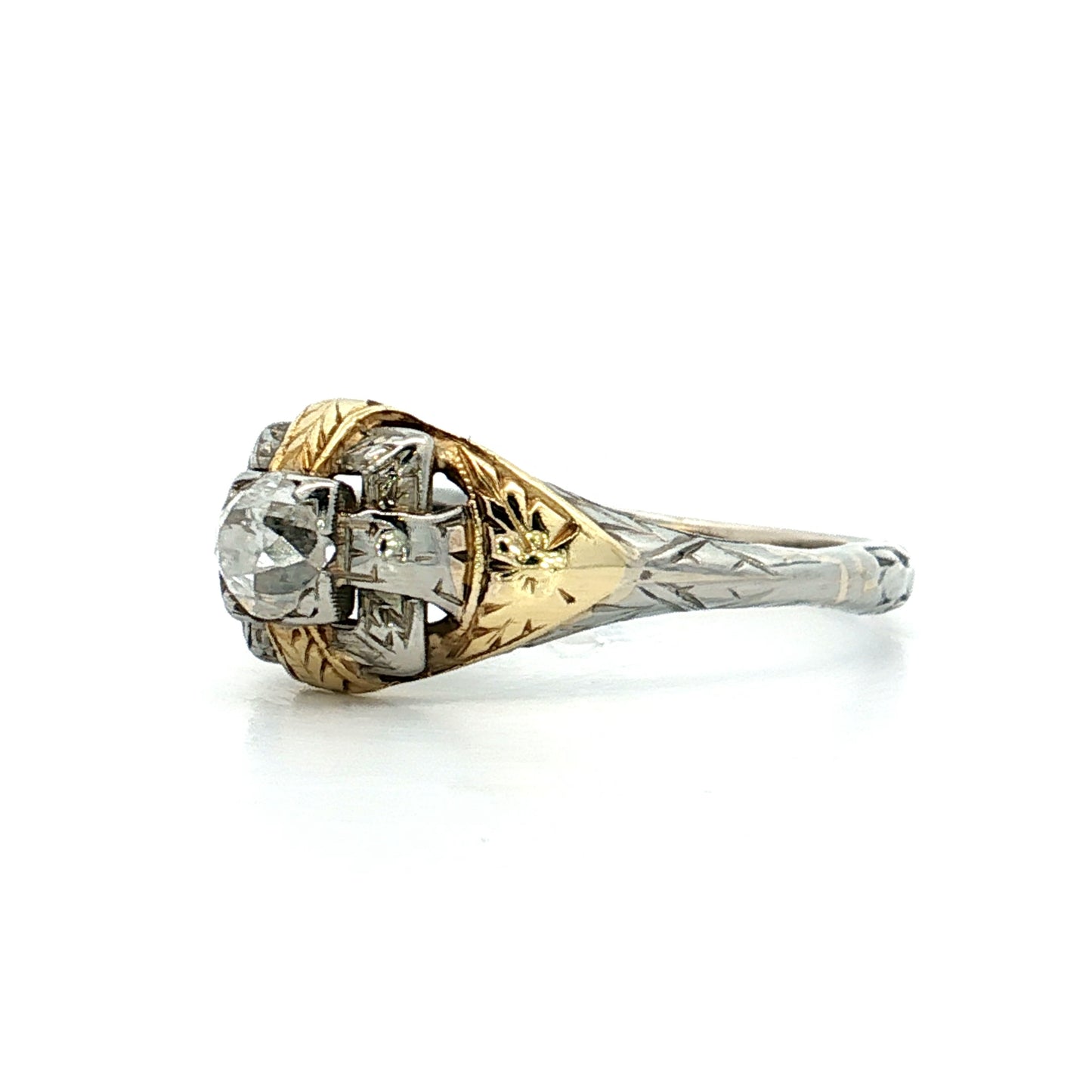 Antique Art Nouveau Diamond Engagement Ring 14k