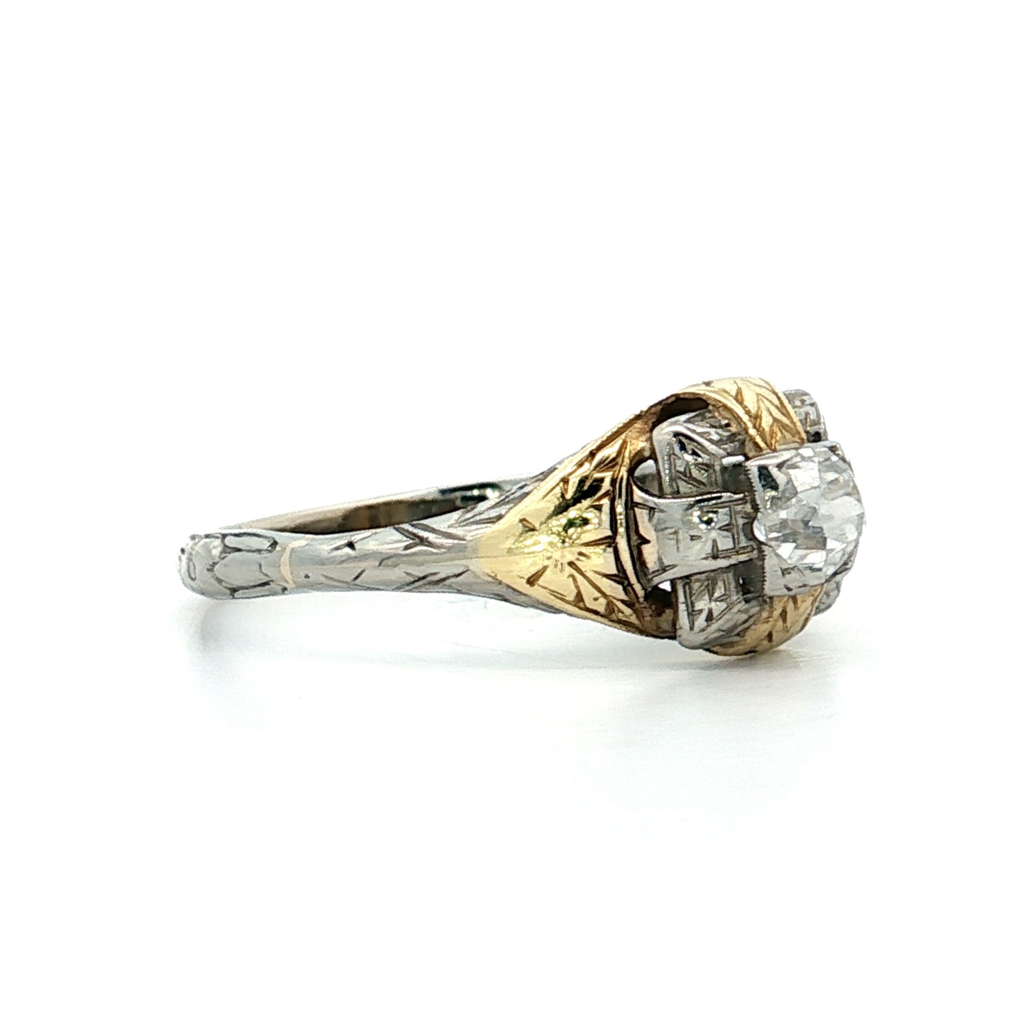 Antique Art Nouveau Diamond Engagement Ring 14k