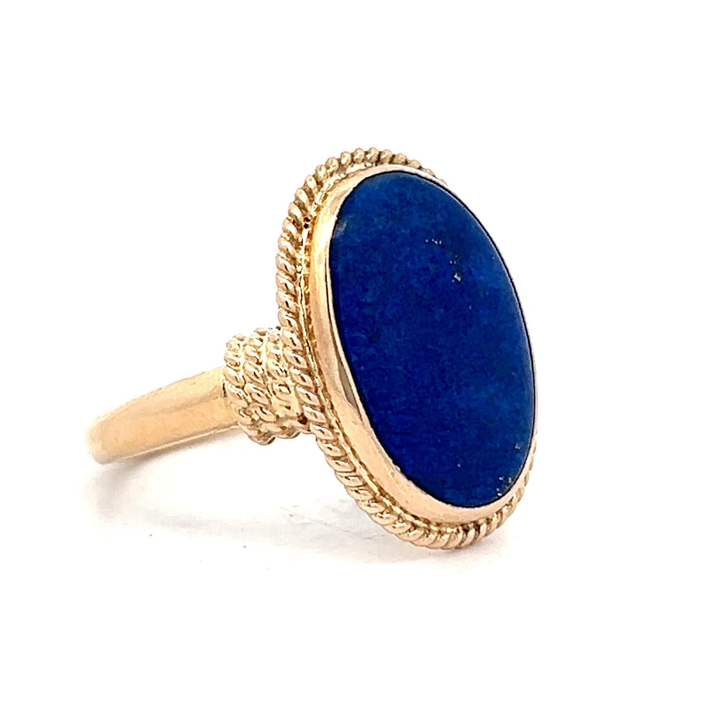 Vintage Cabochon Lapis Lazuli Cocktail Ring in 14k