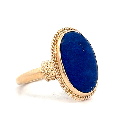 Vintage Cabochon Lapis Lazuli Cocktail Ring in 14k
