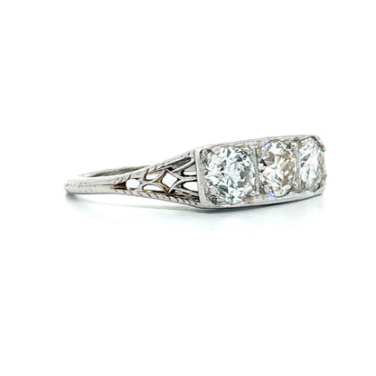 1.40 Antique Deco Three Stone Diamond Engagement Ring 18k