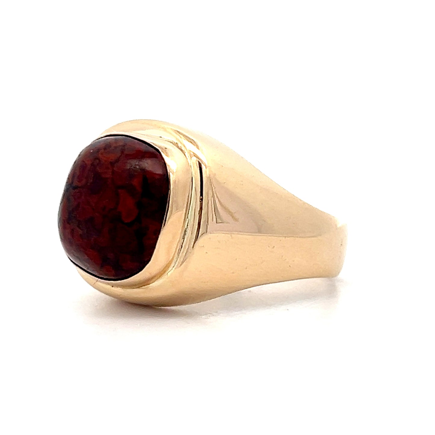 Vintage Mid-Century Cabochon Jasper Ring in 14k