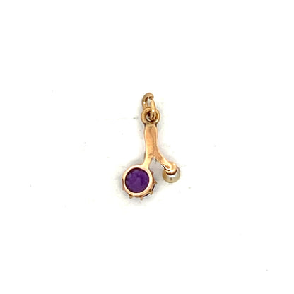 .26 Vintage 1960s Amethyst Birthstone Charm 14k