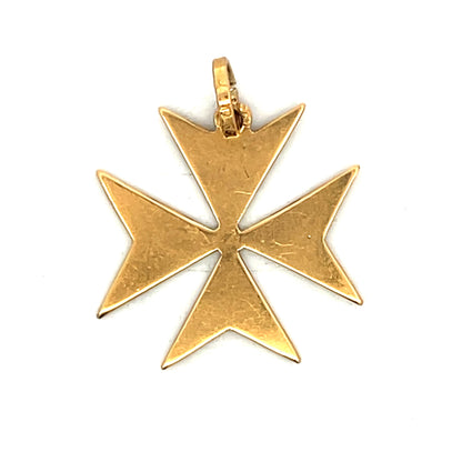 Antique Victorian Maltese Cross Pendant in 18k