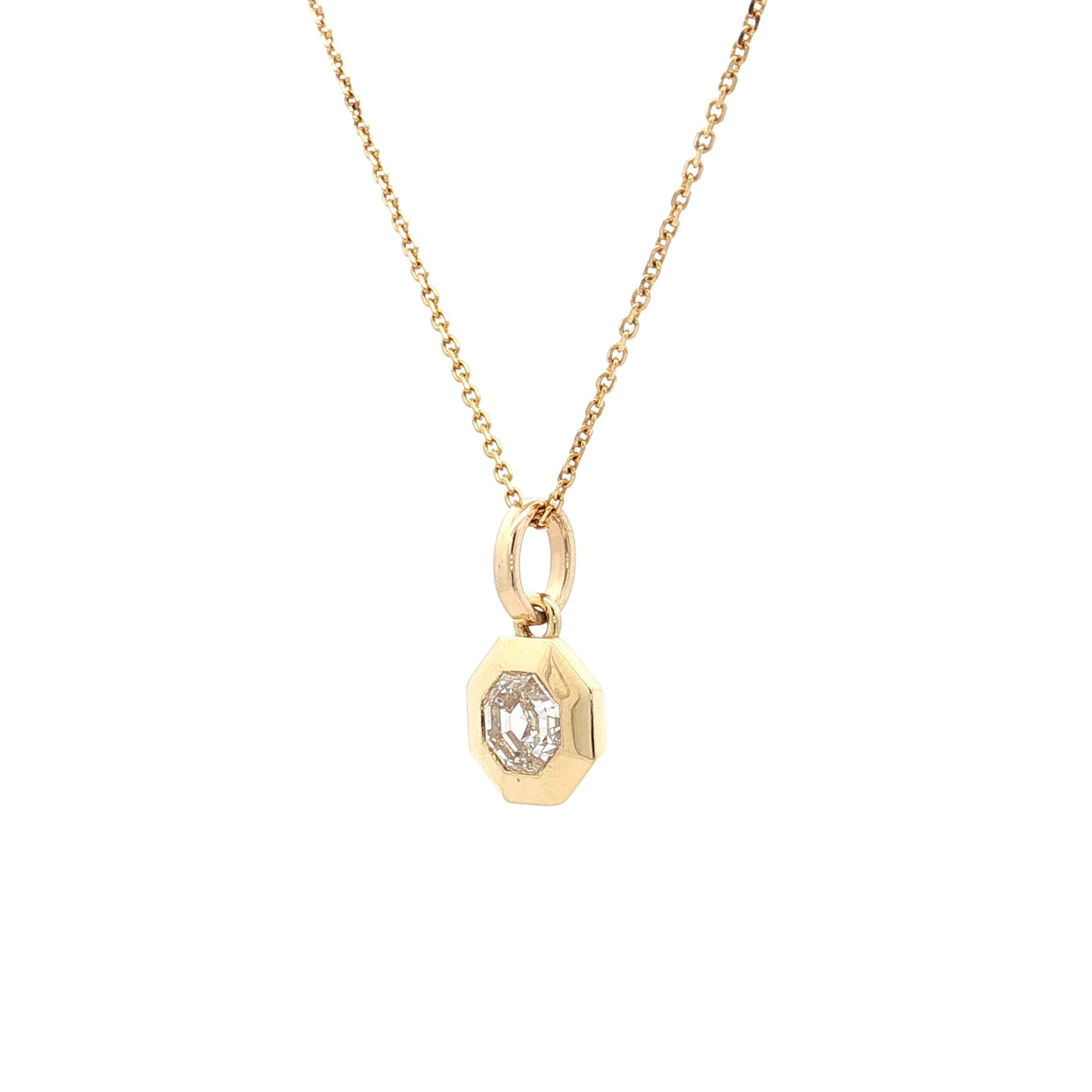 1.12 Hexagon Cut Diamond Pendant in 18k Yellow Gold