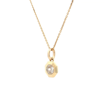 1.12 Hexagon Cut Diamond Pendant in 18k Yellow Gold