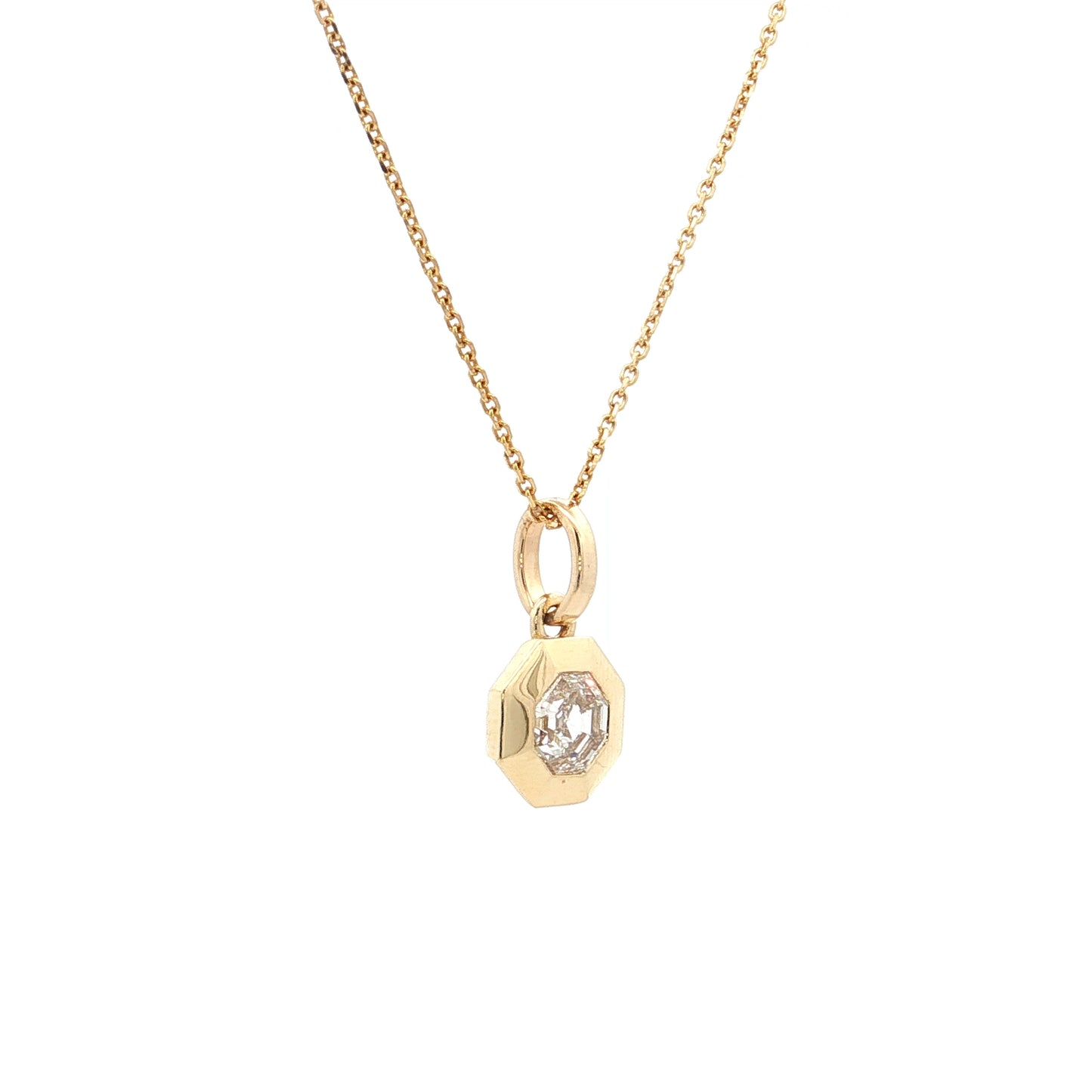 1.12 Hexagon Cut Diamond Pendant in 18k Yellow Gold