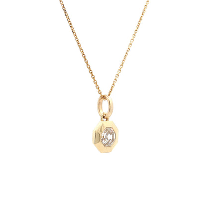 1.12 Hexagon Cut Diamond Pendant in 18k Yellow Gold