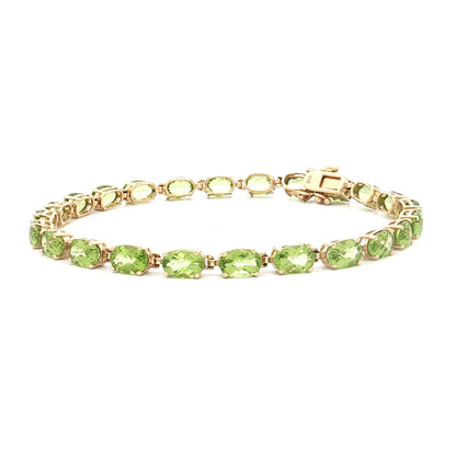 11.52 Oval Peridot Tennis Bracelet in 14k Yellow Gold