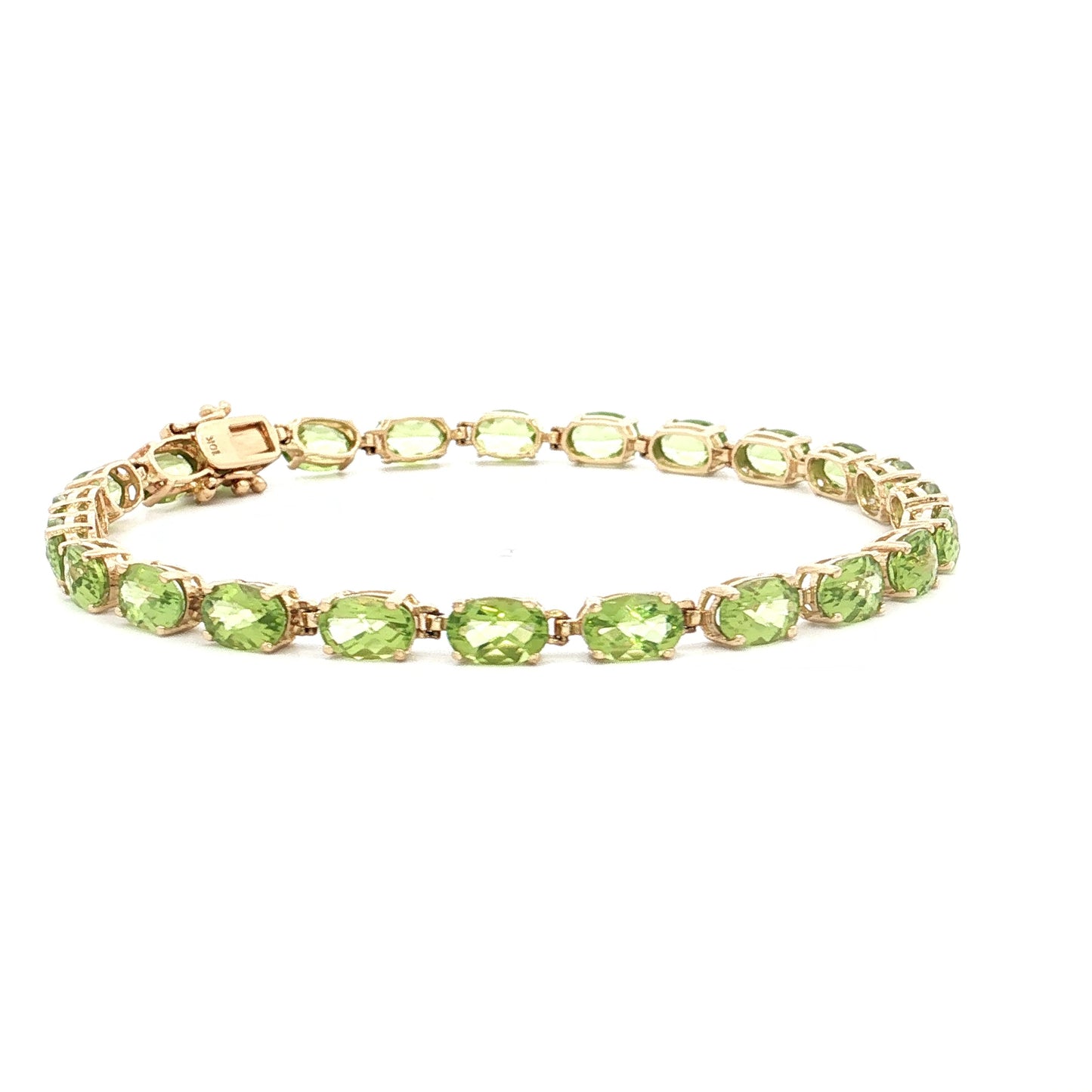 11.52 Oval Peridot Tennis Bracelet in 14k Yellow Gold