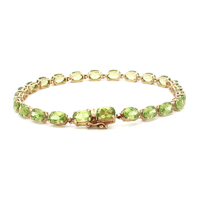11.52 Oval Peridot Tennis Bracelet in 14k Yellow Gold