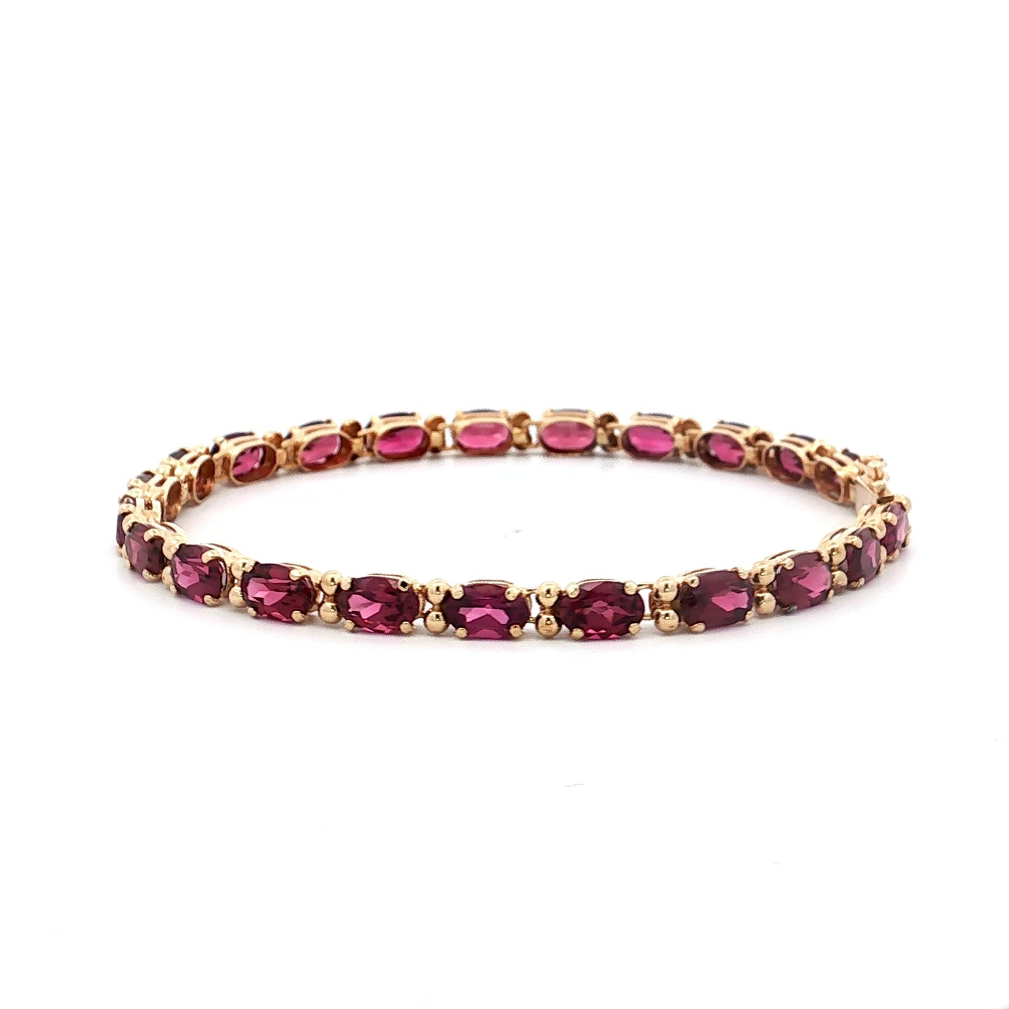12.10 Rhodolite Garnet Tennis Bracelet in 14k