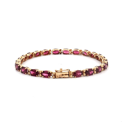 12.10 Rhodolite Garnet Tennis Bracelet in 14k
