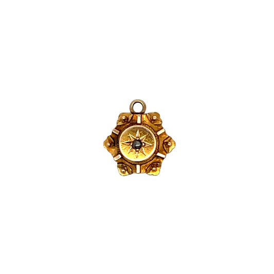 Vintage Victorian Diamond Star Charm 15k Yellow Gold