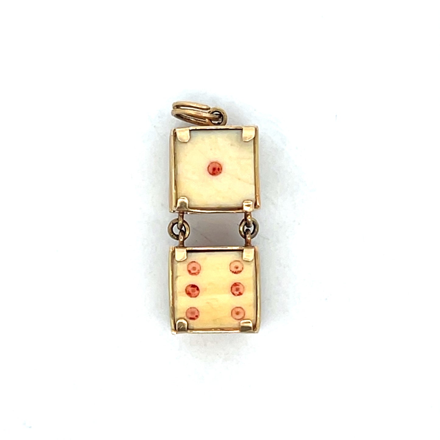 Vintage Mid-Century Dice Charm in 14k Yellow Gold