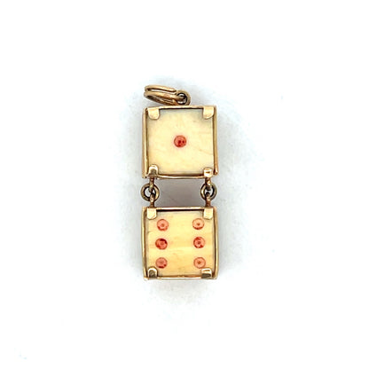 Vintage Mid-Century Dice Charm in 14k Yellow Gold