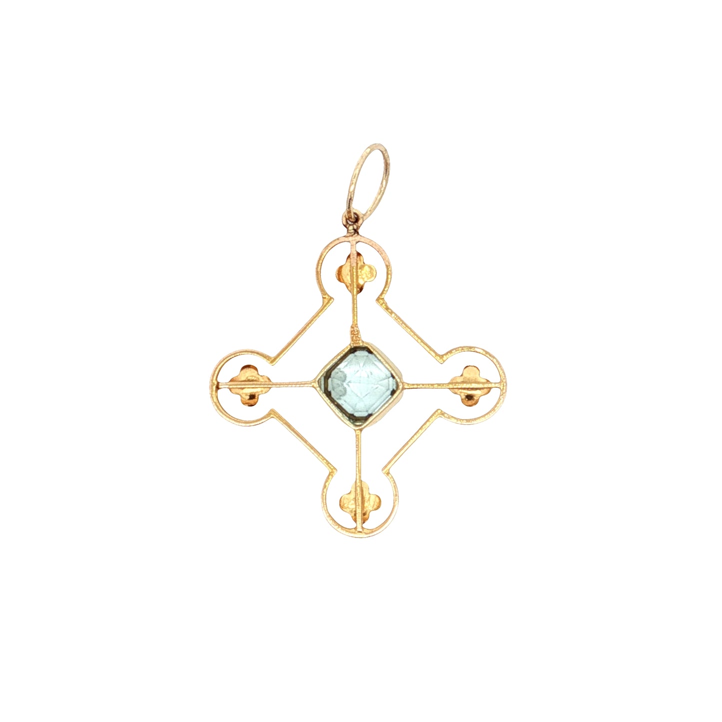 Antique Victorian Aquamarine Maltese Cross 15k