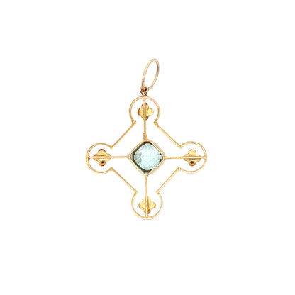 Antique Victorian Aquamarine Maltese Cross 15k