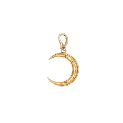.05 Diamond Crescent Moon Charm in 14k Yellow Gold