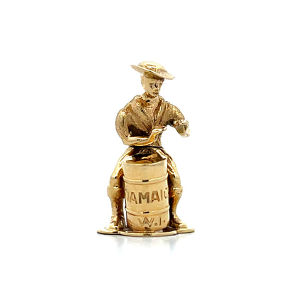 Vintage Mid-Century Jamaican Drummer Charm in 14k