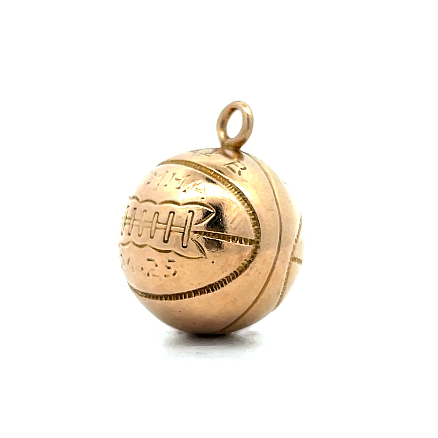 Vintage Art Deco Basketball Charm in 14k