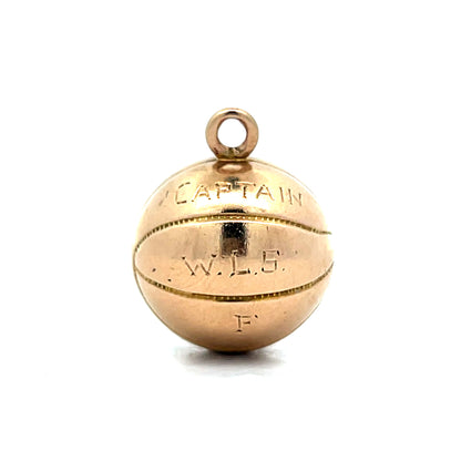 Vintage Art Deco Basketball Charm in 14k