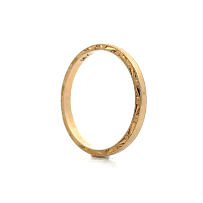 Vintage Retro 2mm Wedding Band in 14k Yellow Gold