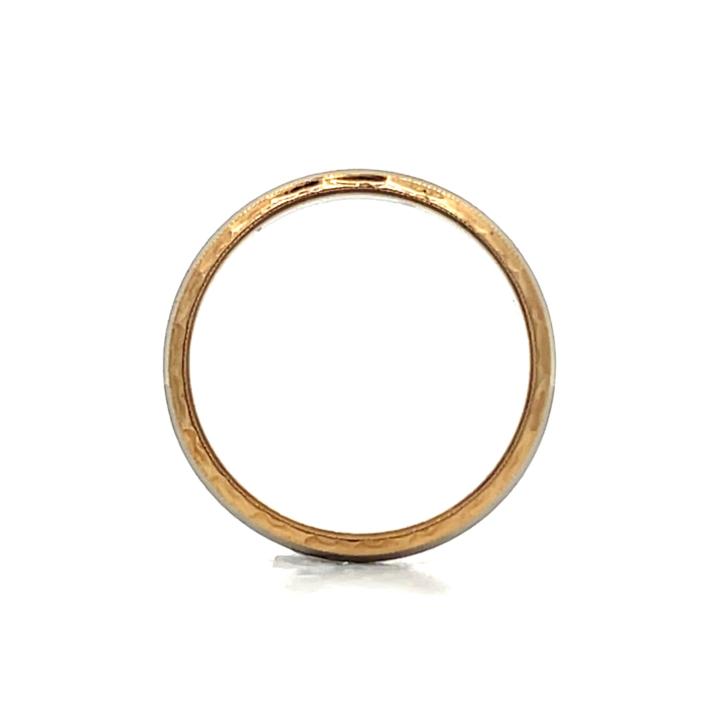 Vintage Retro Two-Tone Milgrain Wedding Band in 14k