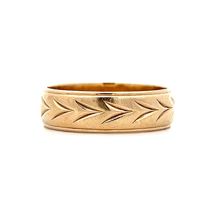 Mens Vintage Chevron Wedding Band in 10k