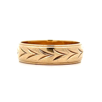 Mens Vintage Chevron Wedding Band in 10k